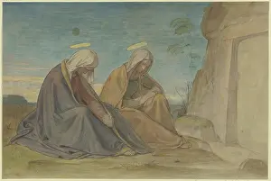 Mourner Prints: The two Marys at the grave, before 1837. Creator: Philipp Veit