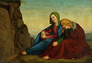 Religious Motif Prints: The Two Marys at the Tomb of Christ, 1866. Creator: Vincent Voros