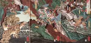 Feudal Prints: Masakiyo Captures the Wild Tiger, 19th century. Creator: Tsukioka Yoshitoshi