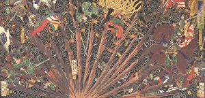 Yoshitoshi Prints: Masakiyos Challenging Battle, from the series Taiheiki (Taiheiki, Masakiyo nansen no zu)