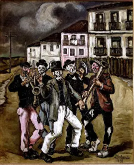 Carnival Prints: Mascaras vinateras, 1938. Creator: Jose Gutierrez Solana