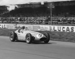 1955 Prints: Maserati 250F, Prince Bira 1955 International Trophy race. Creator: Unknown