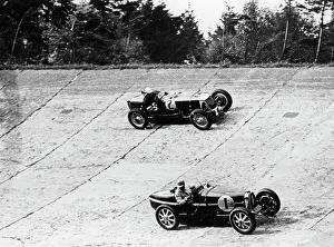Whitney Prints: Maserati and Bugatti in action at Brooklands, Surrey, 1933
