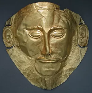 The Mask of Agamemnon, 16th-15th cen. BC. Artist: Gold of Troy, Priam?s Treasure