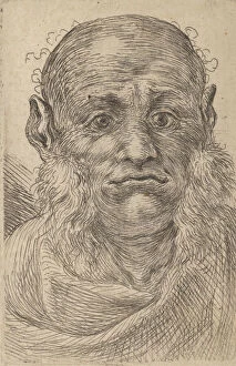 Images Dated 16th August 2021: Mask of a Bald Man with Tufty Sideburns, from Divers Masques, ca. 1635-45