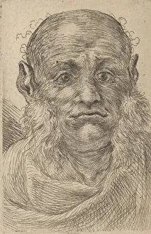 Images Dated 16th August 2021: Mask of a Bald Man with Tufty Sideburns, from Divers Masques, ca. 1635-45
