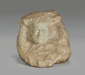 Trapped Prints: Mask Of A Crying Girl, Original model before 1885, carved c1902-10. Creator: Auguste Rodin