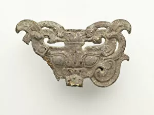 Bronze With Gilding Collection: Mask (fragment), Han dynasty, 206 BCE-220 CE. Creator: Unknown