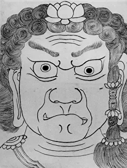 Hokusai Collection: Mask of Fudo Myoo, 18th-19th century. Creator: School of Katsushika Hokusai