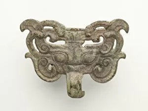 Bronze With Gilding Collection: Mask, Han dynasty, 206 BCE-220 CE. Creator: Unknown