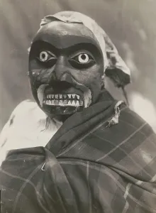 British Columbia Prints: Mask of the octopus hunter-Qagyuhl, c1914. Creator: Edward Sheriff Curtis