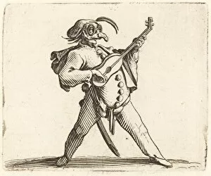 Comedian Gallery: The Masked Comedian Playing a Guitar, c. 1622. Creator: Jacques Callot
