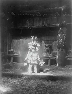 British Columbia Prints: Masked dancer, Cowichan, c1913. Creator: Edward Sheriff Curtis