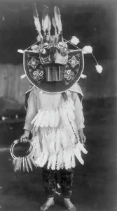 Coast Salish Prints: Masked dancer-Cowichan, c1913. Creator: Edward Sheriff Curtis