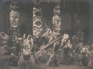 Chief Collection: Masked dancers-Qagyuhl, c1914. Creator: Edward Sheriff Curtis