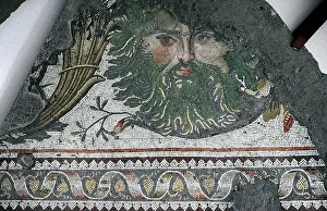 Masked head, mosaic pavement in the Great Palace of Constantinople, 4th-6th century. Creator: Unknown