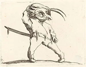 Scabbard Prints: Masked Man with Twisted Feet, c. 1622. Creator: Jacques Callot