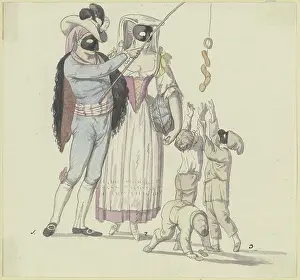 Masked scene with fisherman and woman from Frascati, late 18th century. Creator: Johann Georg Schutz