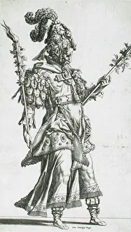 Plumed Prints: A Masked Torch Bearer, between c1550 and c1575. Creator: Rene Boyvin