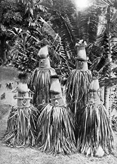 Masks possessing magical qualities, Bismarck Archipelago, Papua New Guinea, 1920.Artist: Strecker and Schroder