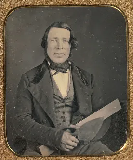 Builder Gallery: Mason Holding a Trowel, 1850s. Creator: Unknown