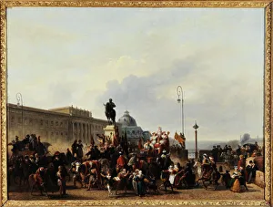 Henri Iv Prints: Masquerade on the Pont-Neuf, 1830. Creator: Guillaume Frederic Ronmy
