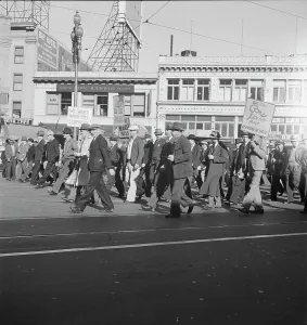Protesters Prints: Mass meeting of WPA workers parading up Market Street