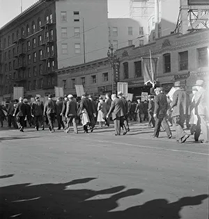 Protesters Prints: Mass meeting of WPA workers parading up Market Street