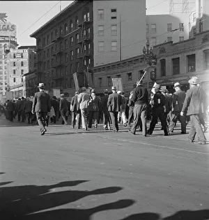 Protesters Prints: Mass meeting of WPA workers parading up Market Street