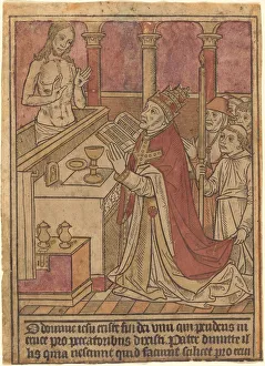 Bishops Mitre Collection: The Mass of Saint Gregory [recto], c. 1490. Creator: Unknown