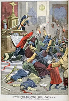 Bloodthirsty Gallery: Massacre in the church of Moukden, Mandchourie, China, 1900. Artist: Eugene Damblans