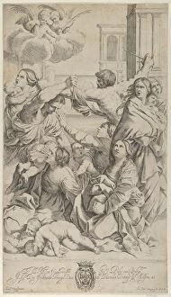 Killer Gallery: Massacre of the Innocents; group of women and children being attacked, two angels a