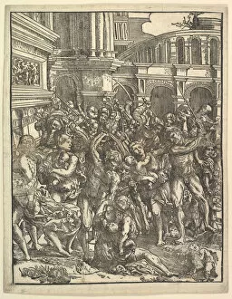 Terror Gallery: The Massacre of the Innocents (Right side) with group of male figures attacking women