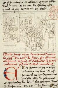 Jewish Life Prints: Massacre of the Jews by Bacchides, c1470-1480. Creator: Anonymous