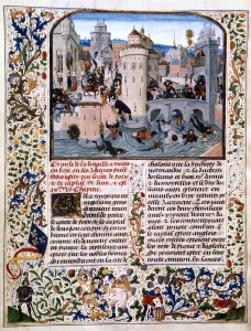 Marne Prints: Massacre of the peasant rebels at Meaux, (1358), c1475. Artist: Loyset Liedet