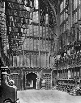Massed banners of the Knights of the Bath in Henry VIIs Chapel, Westminster Abbey, 1926-1927. Artist: King
