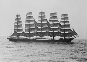 The five masted windjammer cargo ship Preussen under sail. Creator: Kirk & Sons of Cowes
