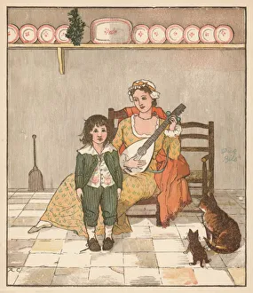 Nursery Rhyme Prints: Master Bill Primrose preparing to sing the story, c1879. Creator: Randolph Caldecott