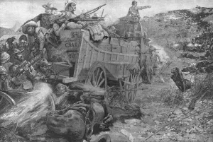 Shooting Prints: The Matabele War, 1893: Attack on the Laager of Wagons on the Imbembezi River, November 1