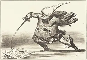 Attack Prints: Un Matamore portant une... botte... 1851. Creator: Honore Daumier
