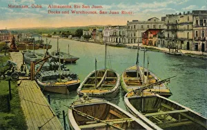Matanzas Prints: Matanzas, Cuba. Almacenes, Rio San Juan. Docks and Warehouses, San Juan River, c1910