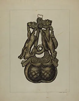 Gamebird Prints: Match Container, c. 1937. Creator: Evelyn Bailey