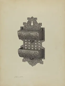 Match Holder Prints: Match Safe, c. 1939. Creator: Julius Bellamy