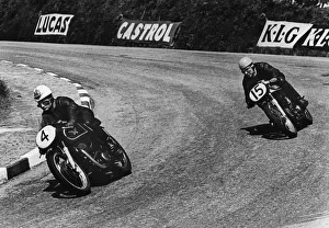Motor Race Prints: Matchless & Norton 1956 Isle of Man Tourist Trophy race. Creator: Unknown