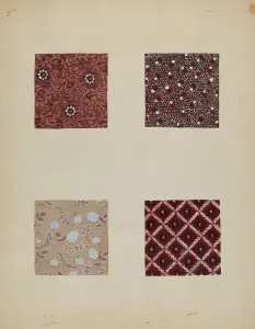 Swatch Prints: Materials from Patchwork Quilt, c. 1936. Creator: Katherine Hastings