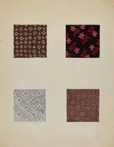 Swatch Prints: Materials from Quilt, c. 1936. Creator: Katherine Hastings
