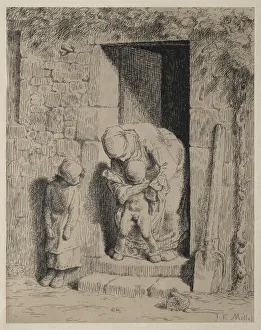 Cliche Verre Prints: The Maternal Precaution. Creator: Jean-Francois Millet (French, 1814-1875)