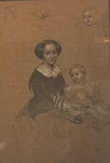 Luzern Prints: Mathilde Wesendonck (1828-1902) with her son Guido, 1856