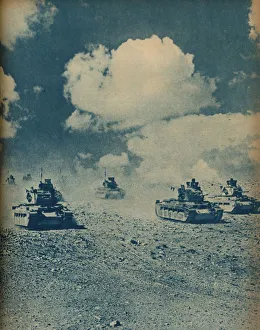 War Illustrated Prints: Matildas Waltzing on the Desert Floor, 1942