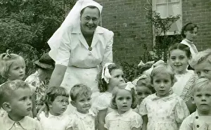 Healthcare Prints: Matron Joan Gardner and children at St Monan's Hospital